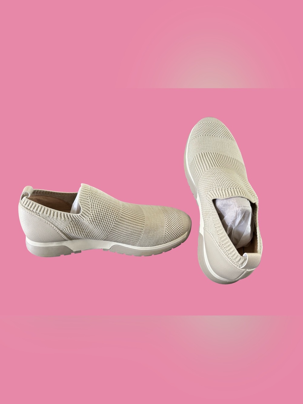 Life Stride Women's Slip-On Knit Sneakers in Cream